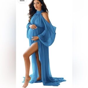 Elegant Blue Maternity Dress